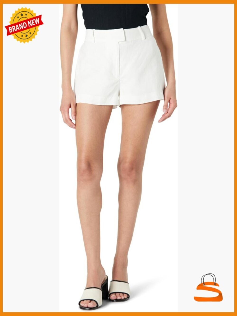 High Rise Linen Shorts with Zipper Closure